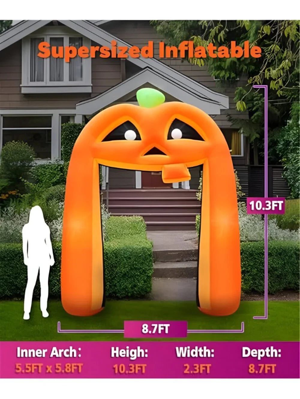 10FT Halloween Inflatables Pumpkin Archway, Halloween Pumpkin Inflatable